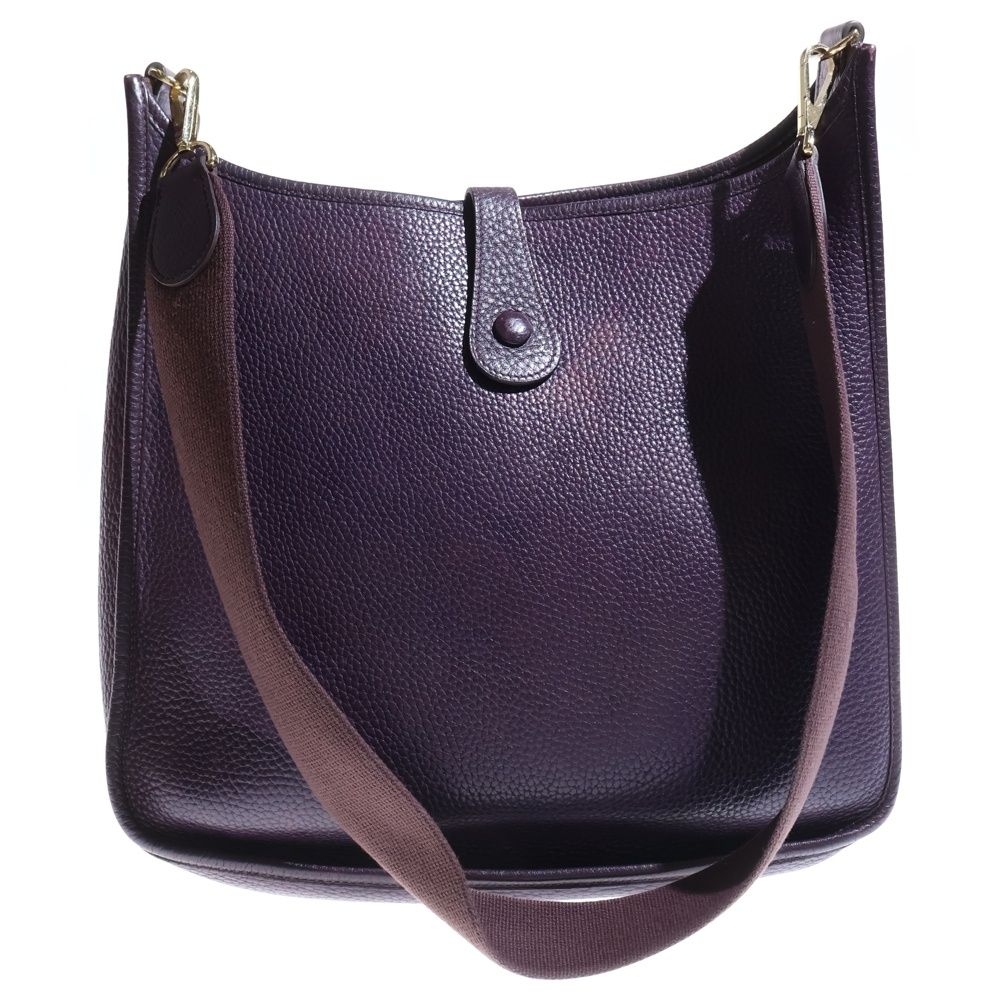 Hermes Evelyne GM Shoulder Bag Cassis Togo Leather Gold Strap — view 2