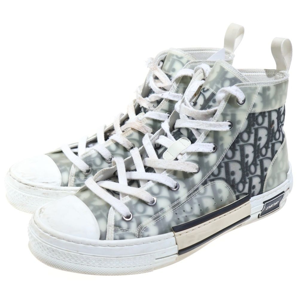 Dior Technical Fabric High Cut Sneakers Oblique Cut Shoes White Gray — view 2