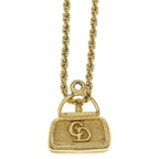 Dior CD Logo Bag Motif Chain Pendant Necklace Gold Plated — view 3