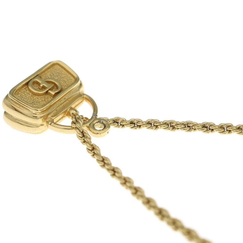 Dior CD Logo Bag Motif Chain Pendant Necklace Gold Plated — view 6