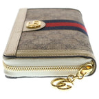 Gucci GG Supreme Wallet Card Case White Beige Leather Gold — view 3