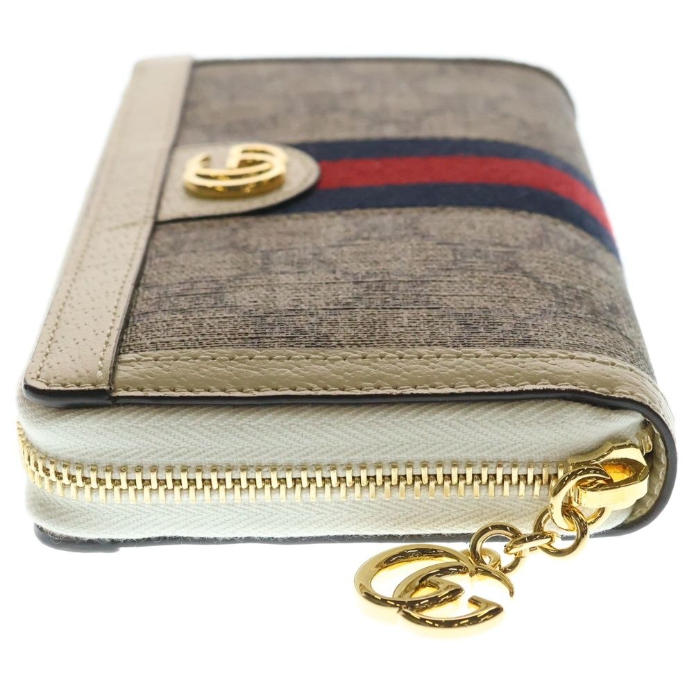 Gucci GG Supreme Wallet Card Case White Beige Leather Gold — view 3