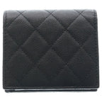 Chanel Quilted Bifold Wallet Card Case Compact Black Caviar Leather Gold — view 2