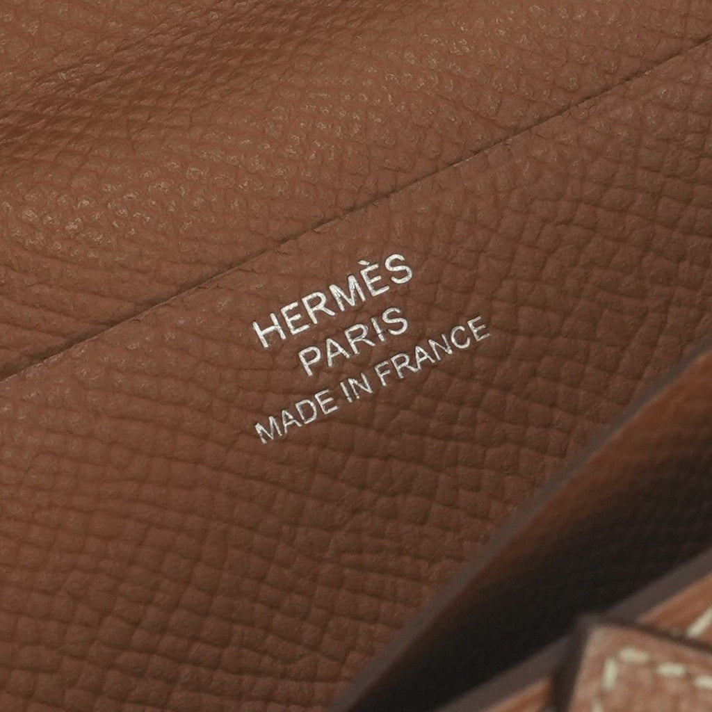 Hermes Bearn Souffle Wallet Epsom Gold Brown Silver Veau — view 8