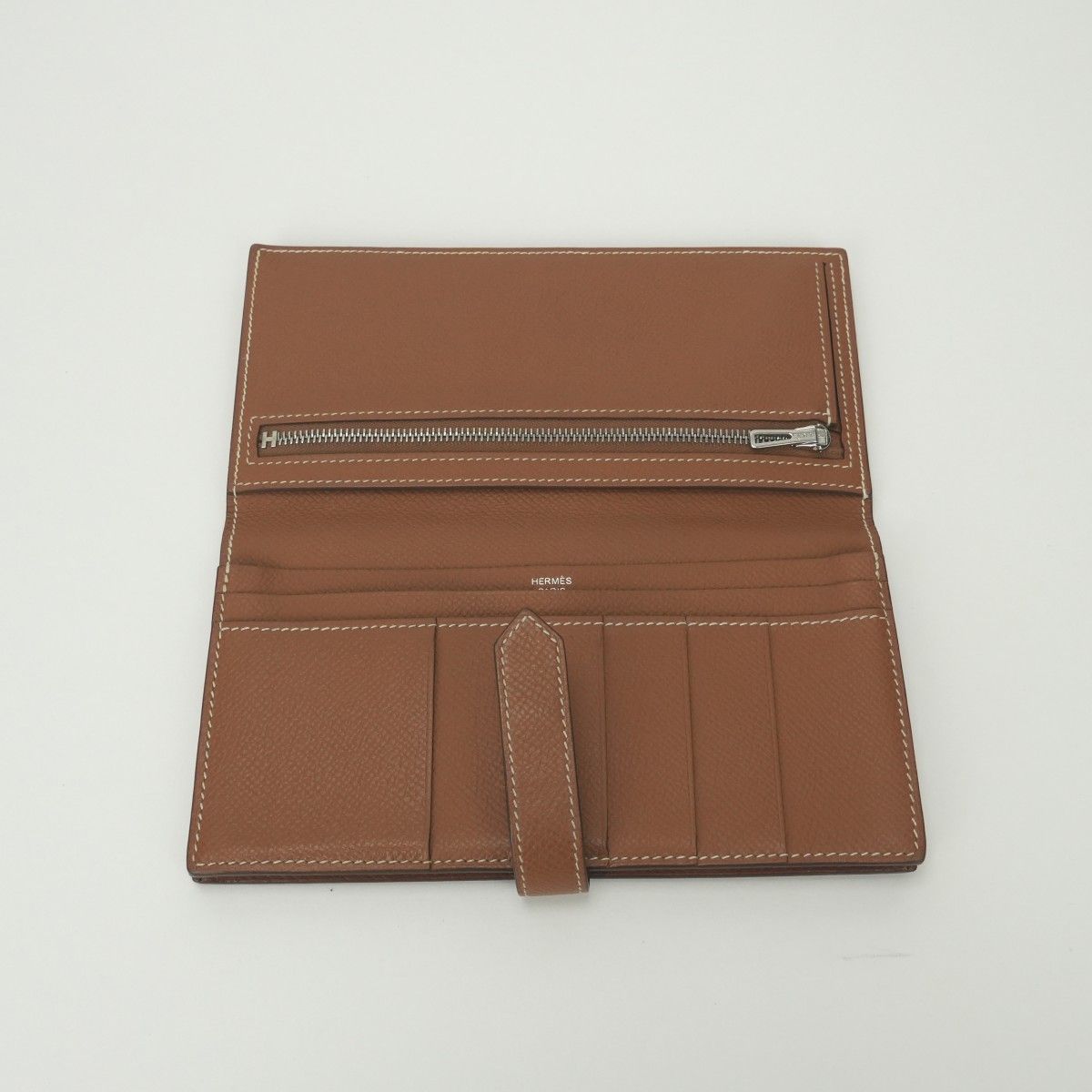 Hermes Bearn Souffle Wallet Epsom Gold Brown Silver Veau — view 5