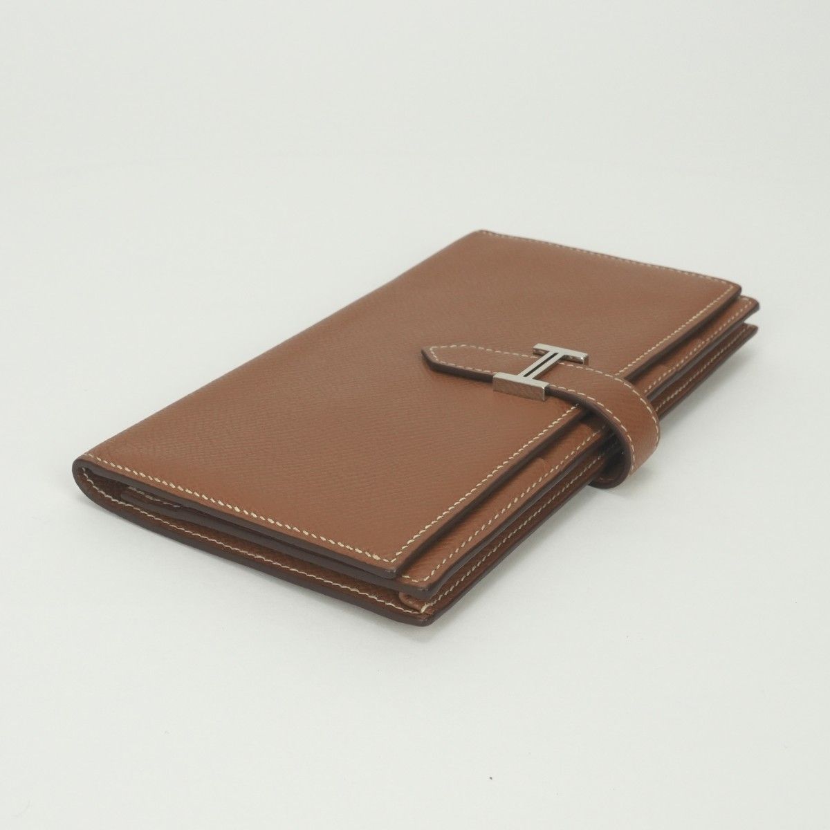 Hermes Bearn Souffle Wallet Epsom Gold Brown Silver Veau — view 3
