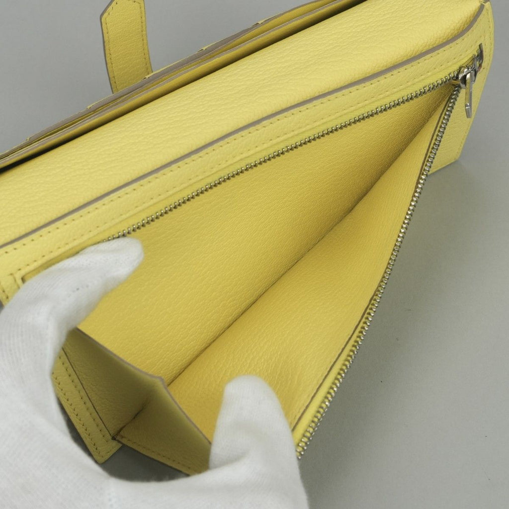 Hermes Bearn Souffle Wallet Chevre Limoncello Yellow Silver Misor — view 6