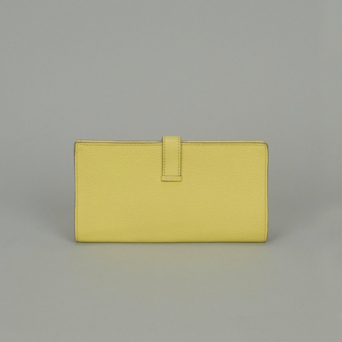Hermes Bearn Souffle Wallet Chevre Limoncello Yellow Silver Misor — view 2