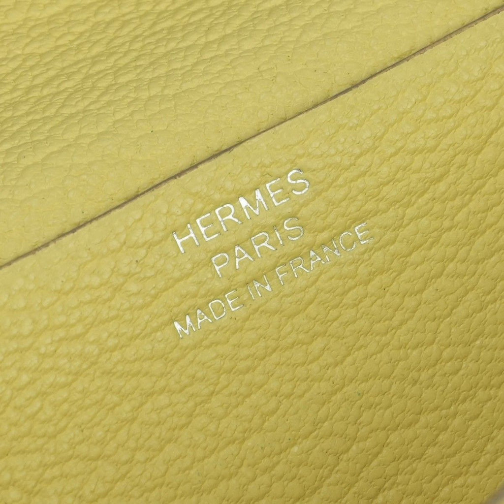 Hermes Bearn Souffle Wallet Chevre Limoncello Yellow Silver Misor — view 8