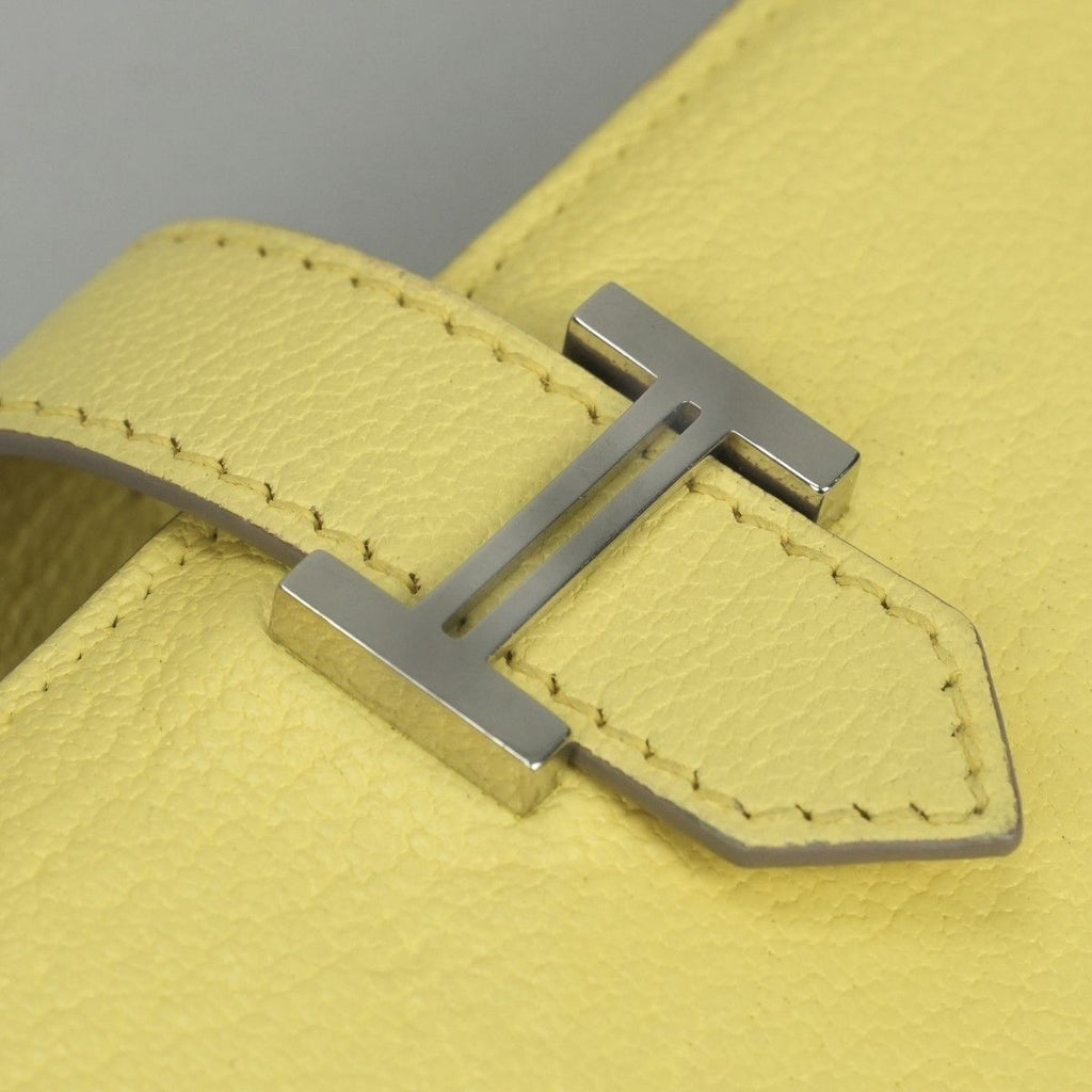 Hermes Bearn Souffle Wallet Chevre Limoncello Yellow Silver Misor — view 7