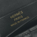 Hermes Bearn Compact Wallet Bifold Mini Box Calf Noir Black Gold — view 9