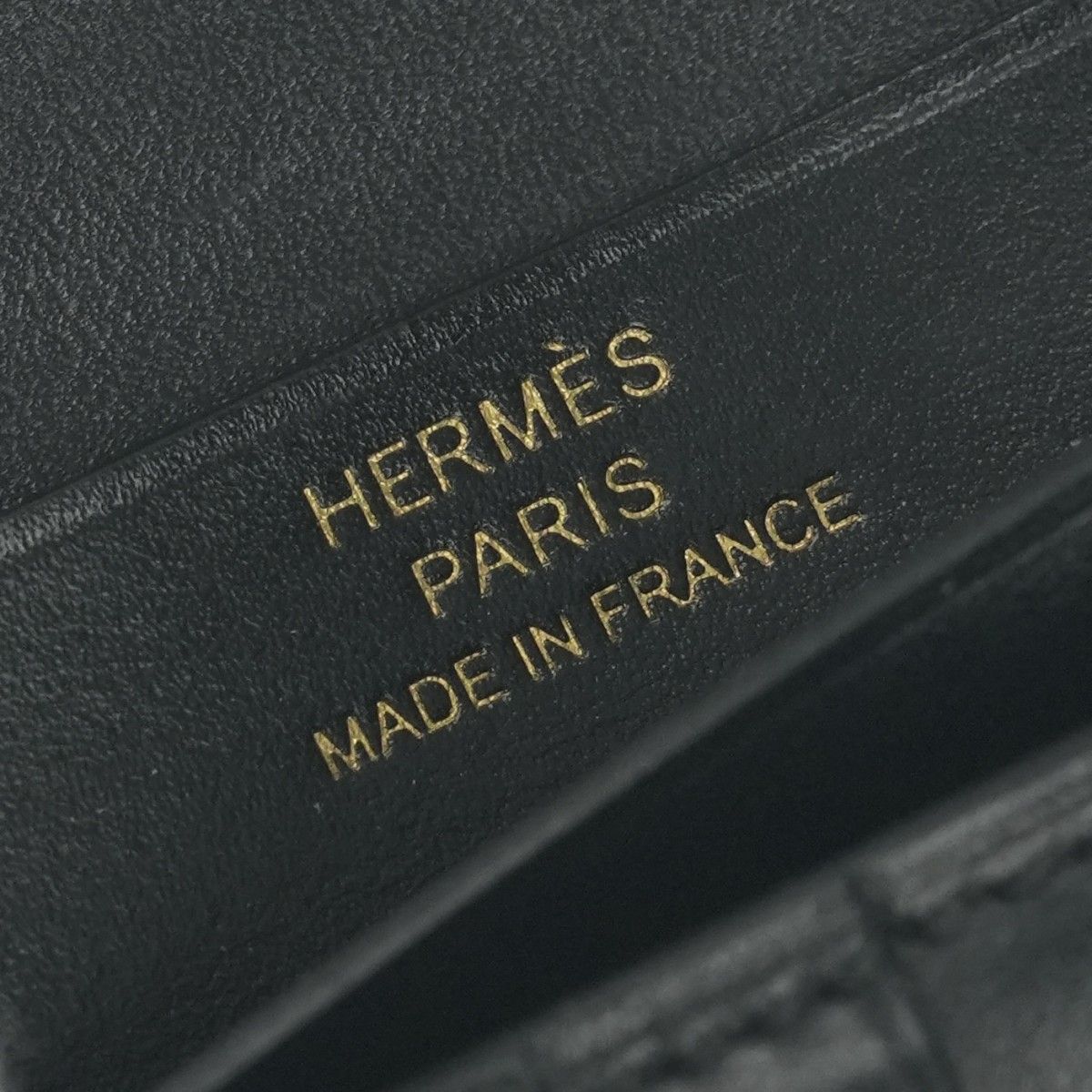 Hermes Bearn Compact Wallet Bifold Mini Box Calf Noir Black Gold — view 9