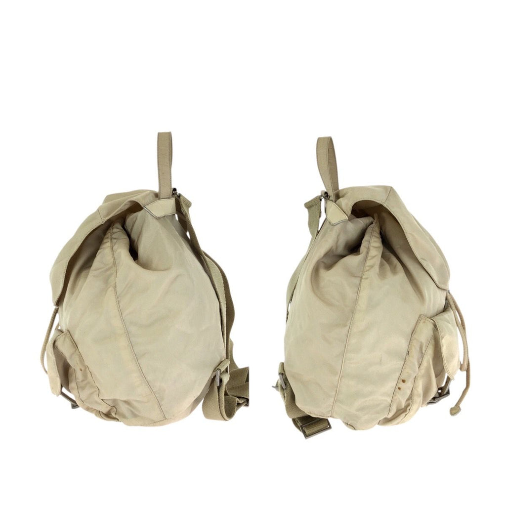 Prada Tessuto Beige Ivory Silver Nylon Leather Backpack — view 8