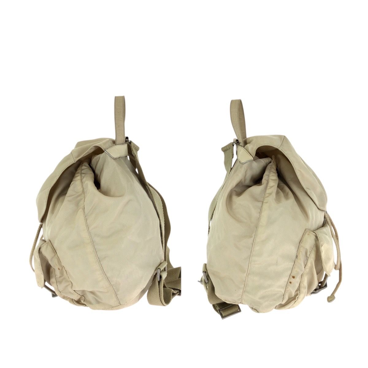Prada Tessuto Beige Ivory Silver Nylon Leather Backpack — view 8