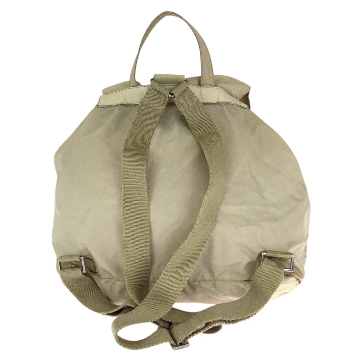 Prada Tessuto Beige Ivory Silver Nylon Leather Backpack — view 2