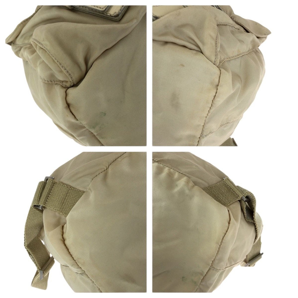 Prada Tessuto Beige Ivory Silver Nylon Leather Backpack — view 3