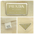 Prada Tessuto Beige Ivory Silver Nylon Leather Backpack — view 4