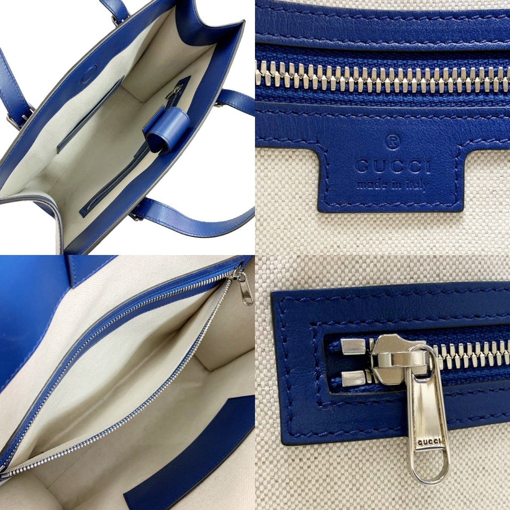 Gucci GG Embossed 2-Way Tote Blue Leather — view 6
