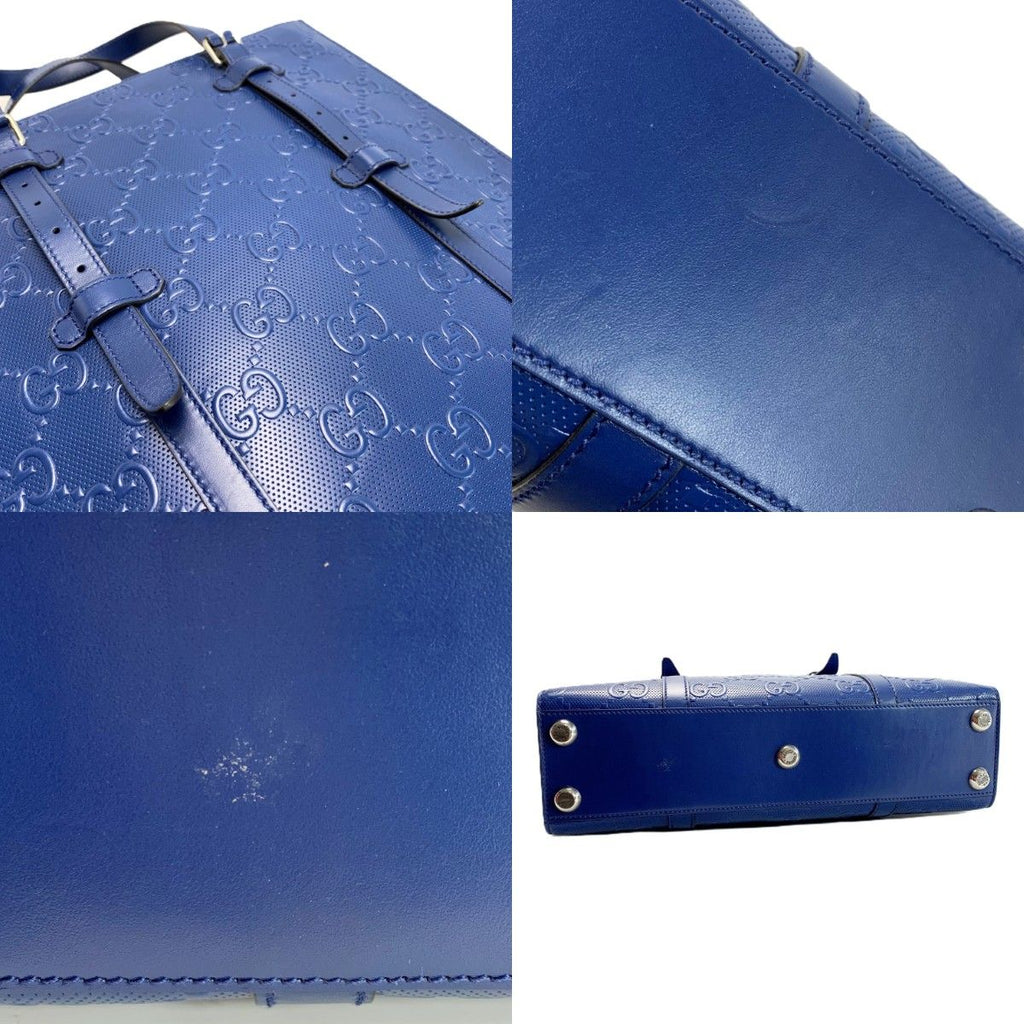 Gucci GG Embossed 2-Way Tote Blue Leather — view 7