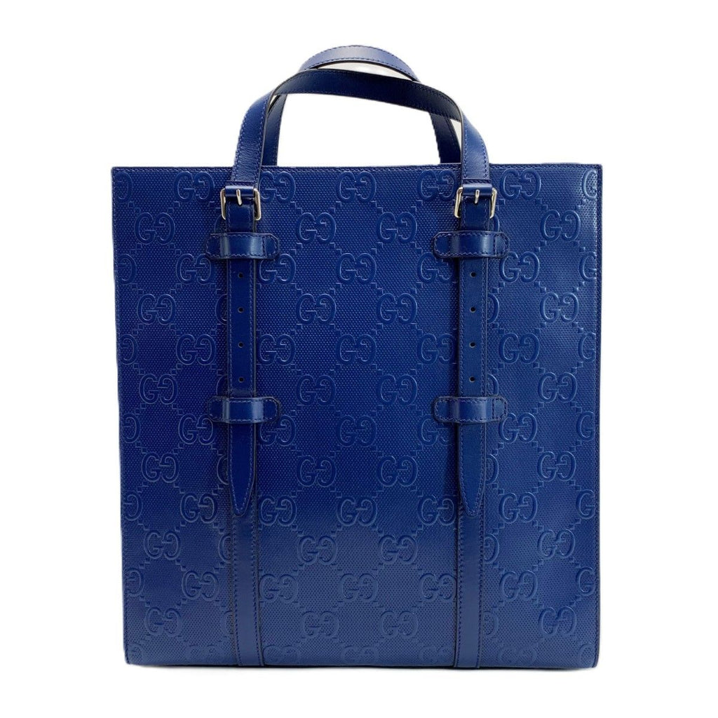 Gucci GG Embossed 2-Way Tote Blue Leather — view 2