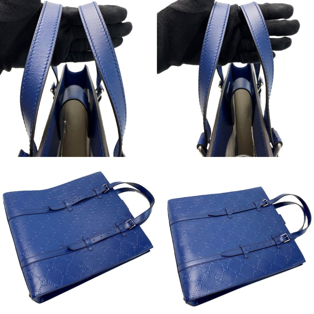 Gucci GG Embossed 2-Way Tote Blue Leather — view 5