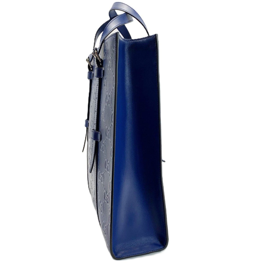 Gucci GG Embossed 2-Way Tote Blue Leather — view 4