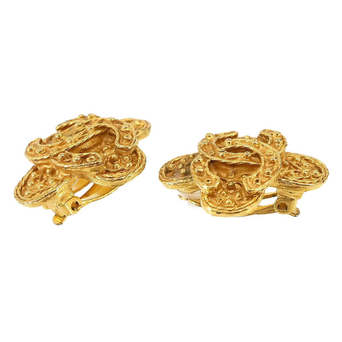 Chanel CC Logo Earrings Gold Vintage — view 2
