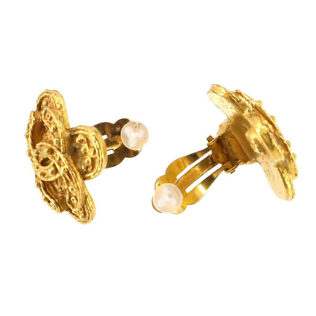 Chanel CC Logo Earrings Gold Vintage — view 3