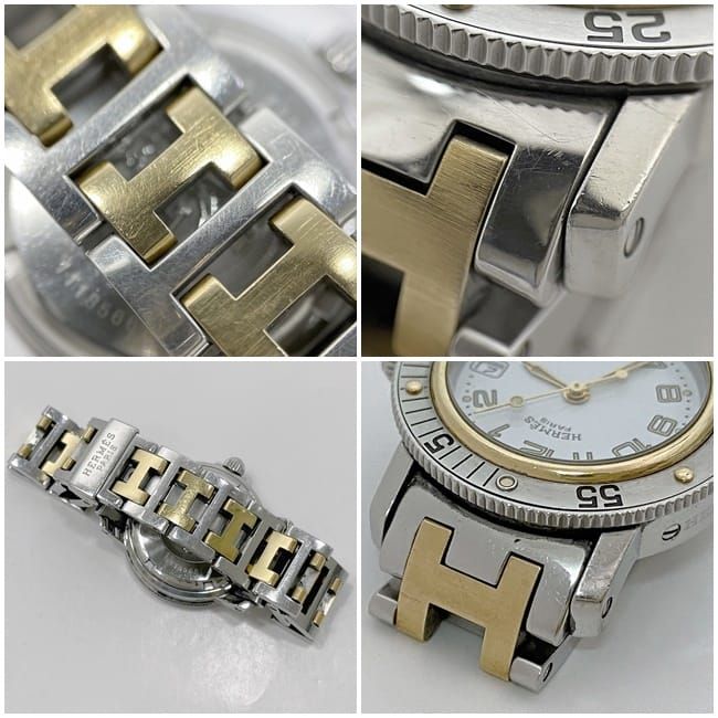 Hermes Watches Clipper Diver White Silver Gold Watch — view 4