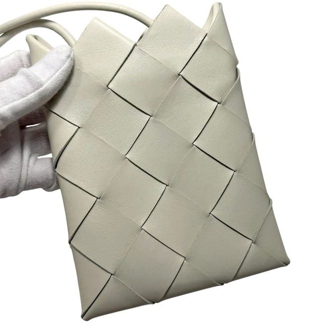 Bottega Veneta Mini Shoulder Bag White Intrecciato — view 9