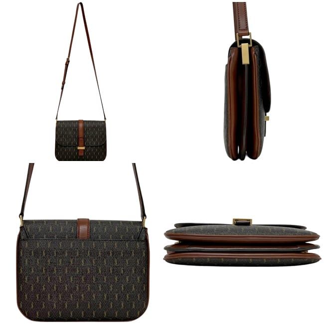 Saint Laurent Shoulder Bag Satchel Dark Brown — view 2