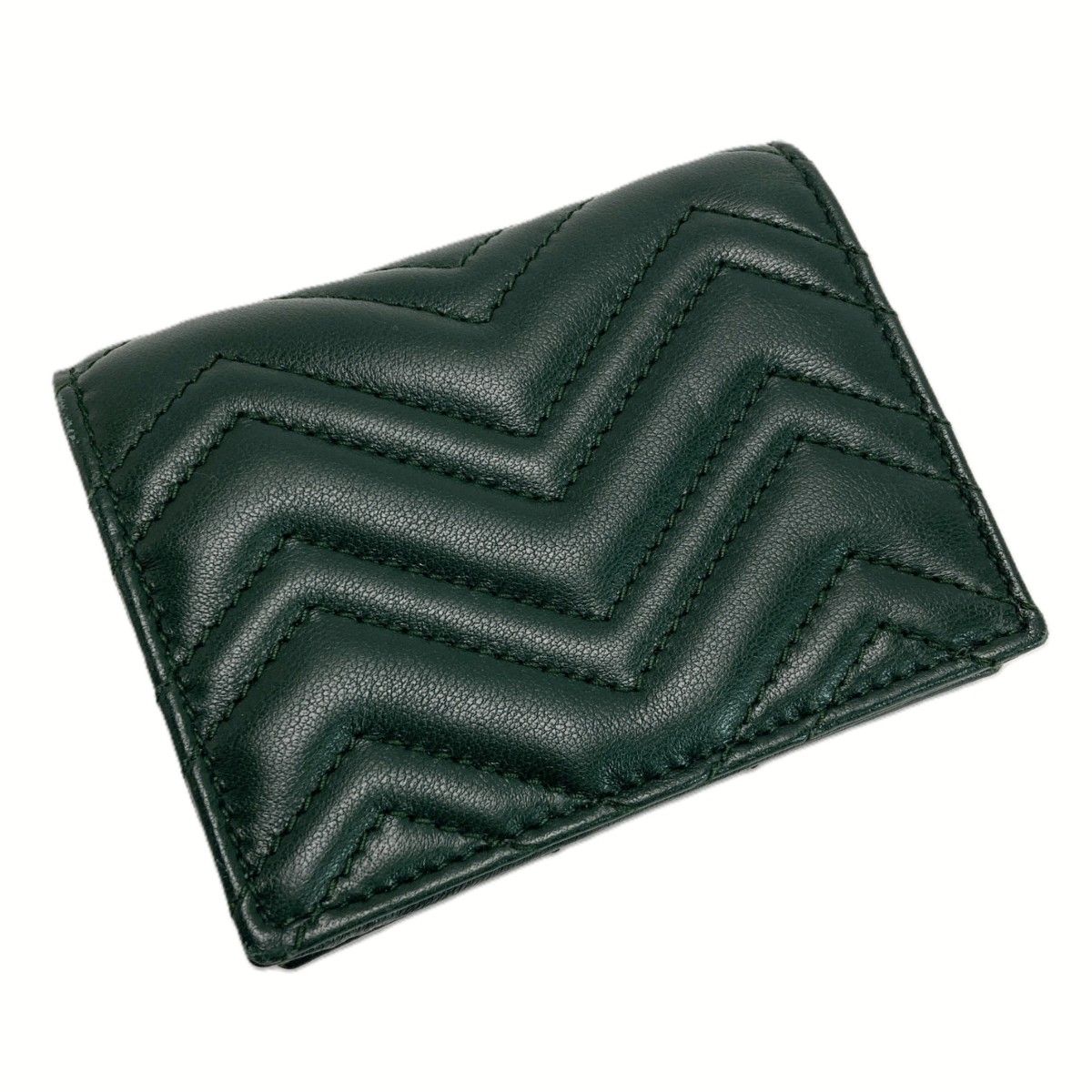 Gucci GG Marmont Double Card Case Wallet Green Bifold Box with Cloth Handbag — view 2