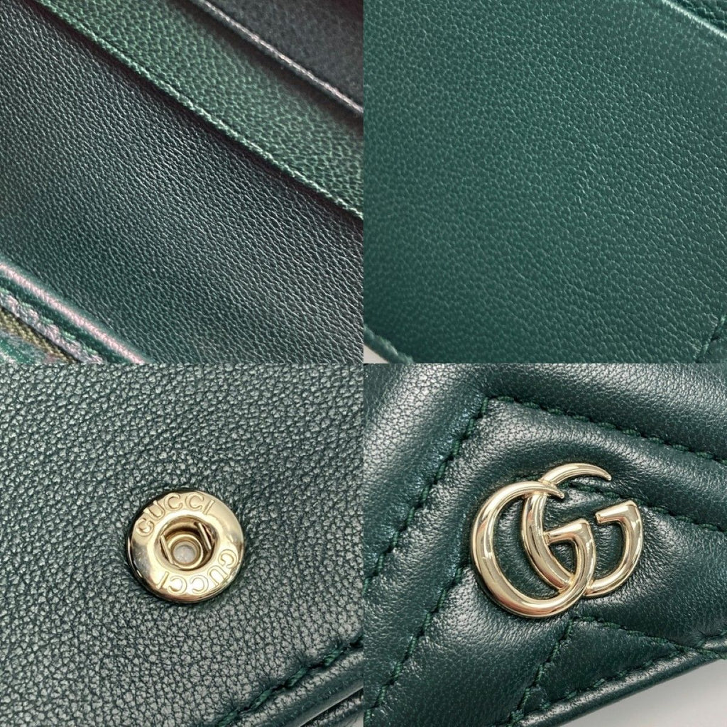 Gucci GG Marmont Double Card Case Wallet Green Bifold Box with Cloth Handbag — view 6