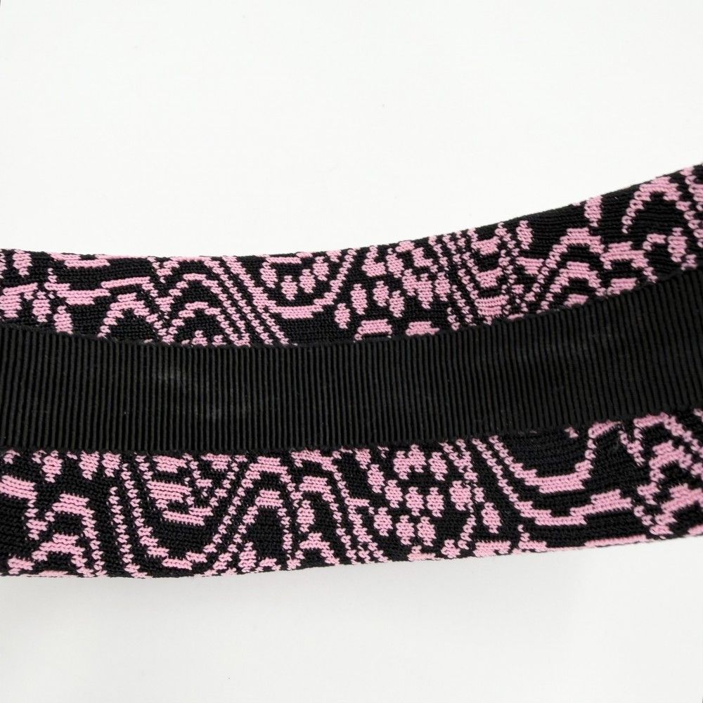 Prada Hair Headband Triangle Logo Canvas Black Pink Silver — view 5