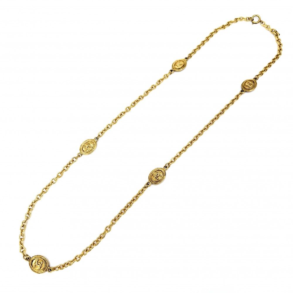 Chanel Necklace CC Logo Long Gold Plated — view 5