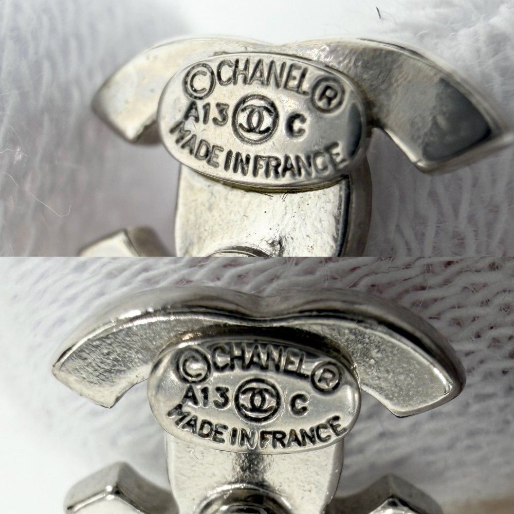 Chanel Earrings CC Logo Swing Rhinestone White Silver — view 5