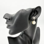 Chanel Earrings CC Logo Swing Rhinestone White Silver — view 2