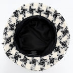 Chanel Hat Tweed Bucket Hat CC Logo M Wool Polyamide Black Ivory — view 3