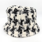 Chanel Hat Tweed Bucket Hat CC Logo M Wool Polyamide Black Ivory — view 4