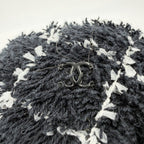 Chanel Beret Check Hat CC Logo M Cotton Polyamide Polyester Black White Spring — view 6