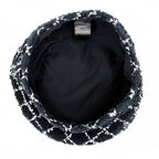 Chanel Beret Check Hat CC Logo M Cotton Polyamide Polyester Black White Spring — view 3