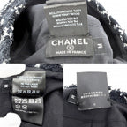 Chanel Beret Check Hat CC Logo M Cotton Polyamide Polyester Black White Spring — view 5