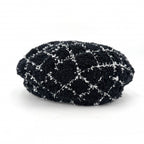 Chanel Beret Check Hat CC Logo M Cotton Polyamide Polyester Black White Spring — view 4