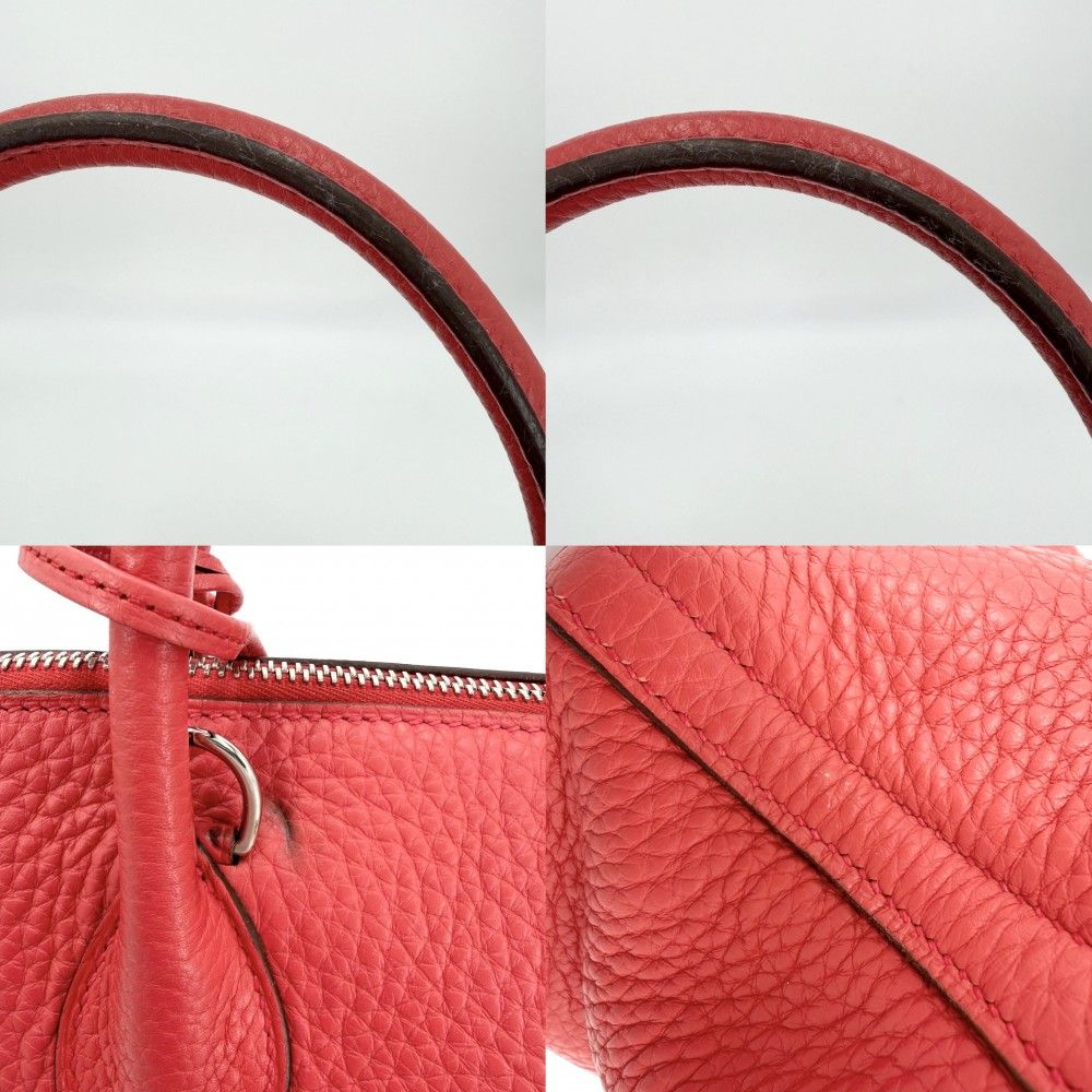 Hermes 2-Way Bolide 35 Shoulder Bag Crossbody Leather Red Silver — view 7