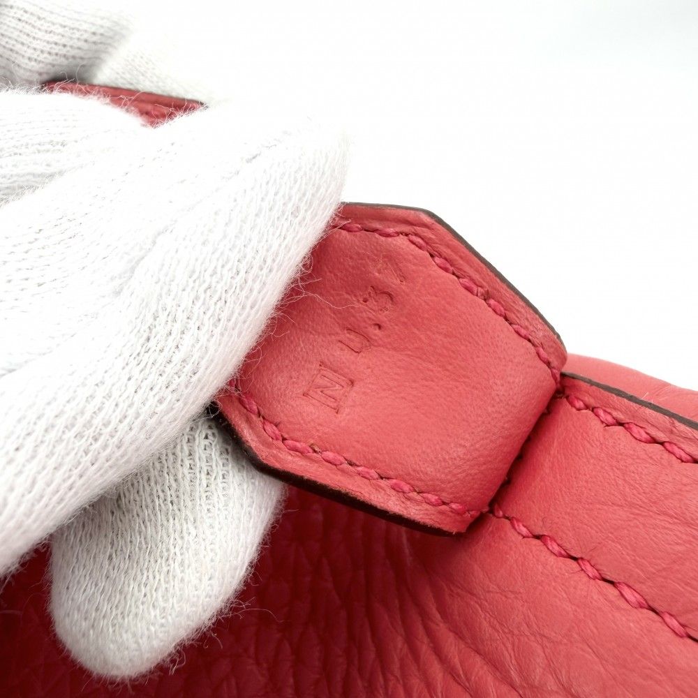 Hermes 2-Way Bolide 35 Shoulder Bag Crossbody Leather Red Silver — view 5