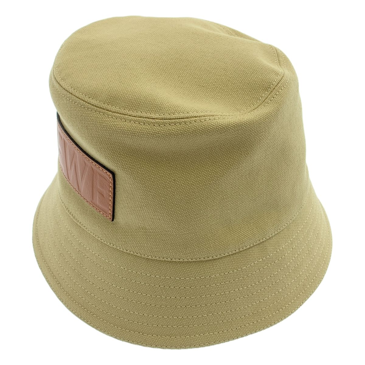 Loewe Paula's Ibiza Leather Logo Patch Bucket Hat 57 Beige — view 3