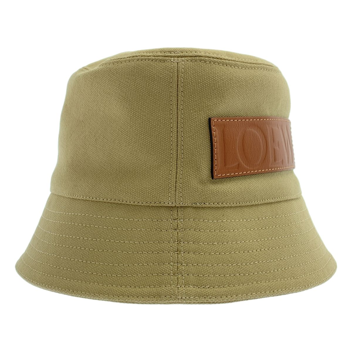 Loewe Paula's Ibiza Leather Logo Patch Bucket Hat 57 Beige — view 5