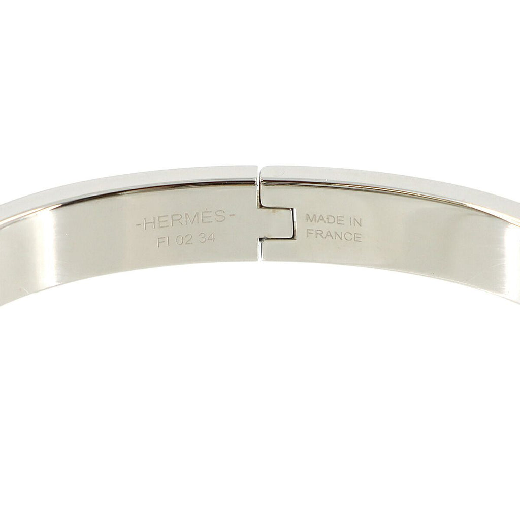 Hermes Mini Click Chaine D'ancre Bangle Brown Glasse Silver Gold Bracelet — view 5