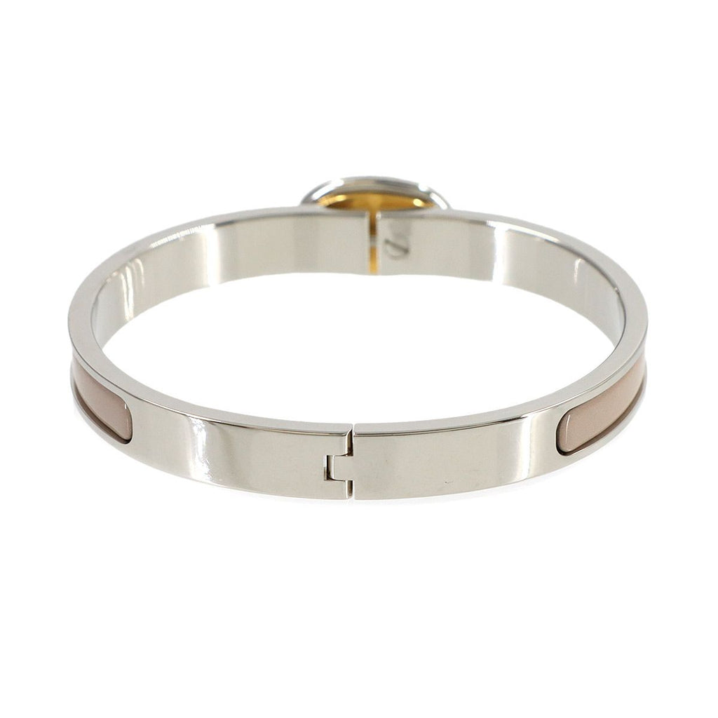 Hermes Mini Click Chaine D'ancre Bangle Brown Glasse Silver Gold Bracelet — view 3