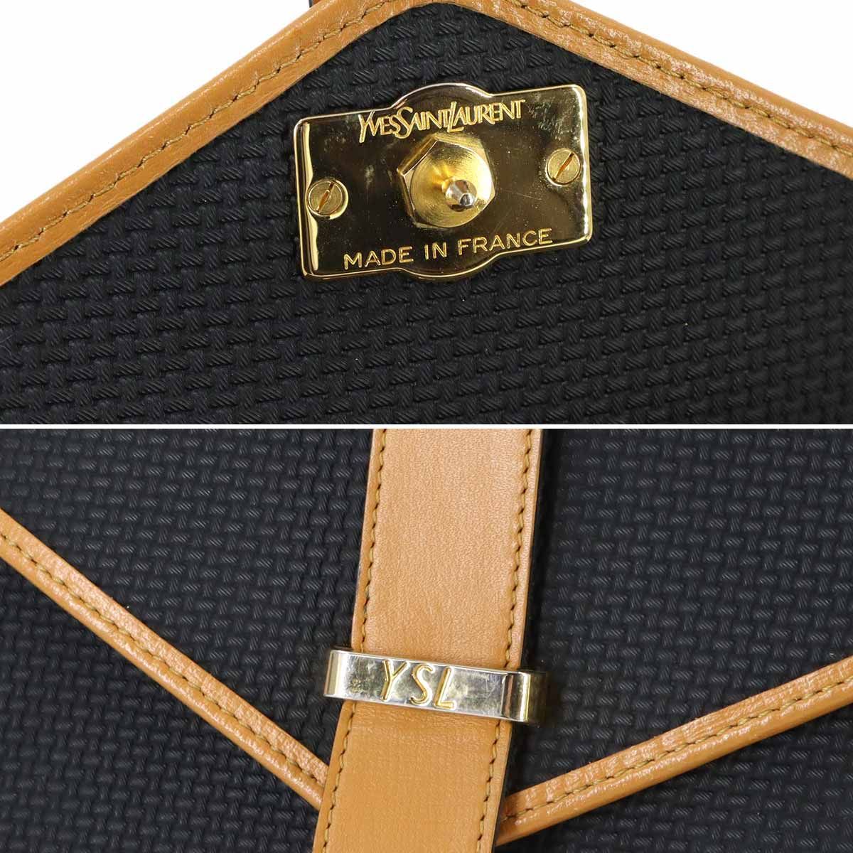 Saint Laurent Yves 2-Way Bag Leather Black Brown Vintage — view 8